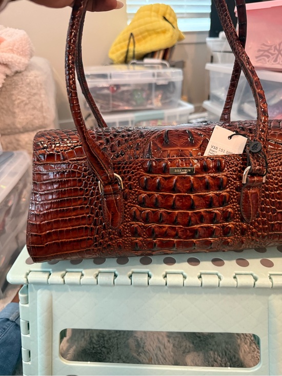 Brahmin Handbags - Brahmin Brick Brown Croc-Embossed Leather Shoulder Bag